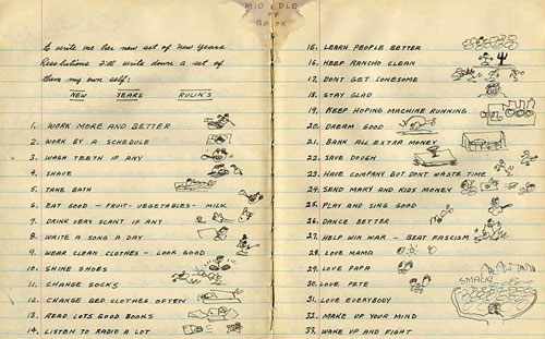 Woody Guthrie's New Year Resolutions 1942